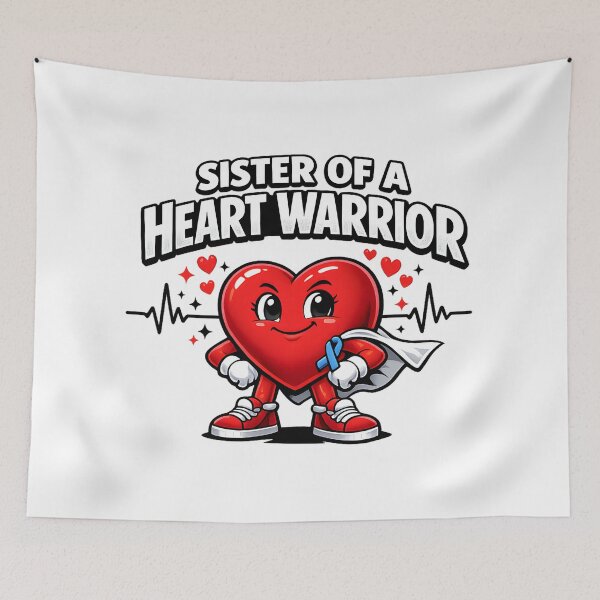Item preview, Sister of a Heart Warrior Cute Heart Mascot Support Design designed and sold by LunaMagicStudio.