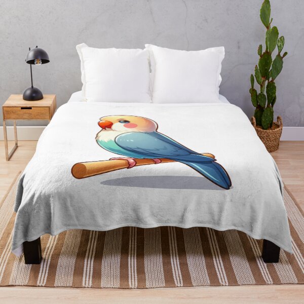 Item preview, Cute cartoon parakeet resting on a perch, featuring soft colors and a cheerful expression. designed and sold by cave-canvas.
