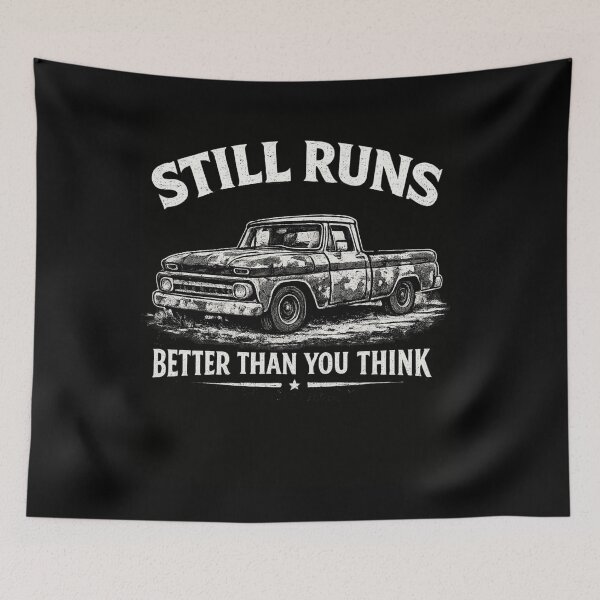 Item preview, Still Runs Better Than You Think – Rustic Black & White Pickup Design designed and sold by PrintHorizonD.