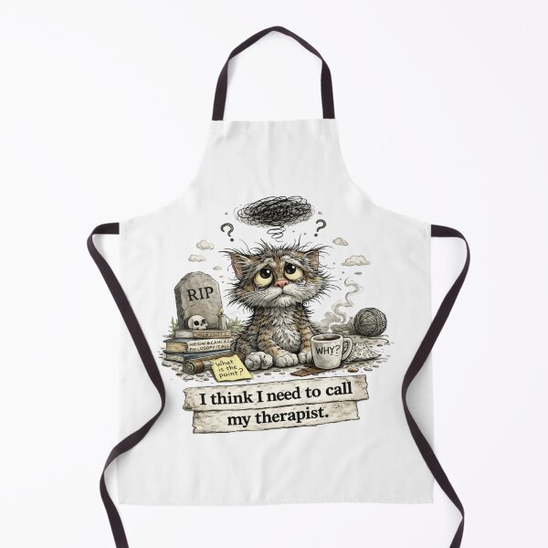 Item preview, Existential Cat – I Think I Need to Call My Therapist | Funny Dark Humor Cat Illustration designed and sold by DigiWoosh.