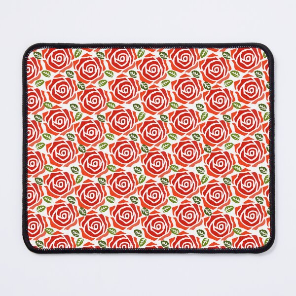 Item preview, Bold Red Roses and Green Leaves Graphic Floral Pattern designed and sold by SolutionsArt.