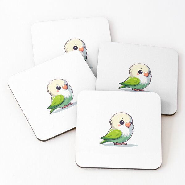 Item preview, Cute cartoon-style green and white bird with big eyes and a cheerful expression. designed and sold by cave-canvas.