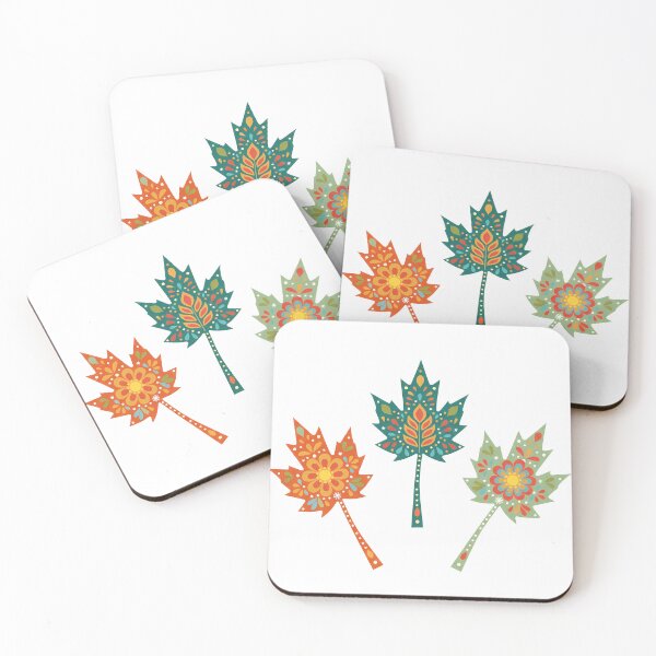 Item preview, Folk Art Maple Leaf Trio – Scandinavian Folk Art by heidiannemorris © designed and sold by FOLK ART FUSION by heidiannemorris.