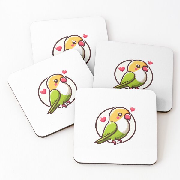 Item preview, Cute green parrot with a cheerful expression surrounded by love hearts. designed and sold by cave-canvas.