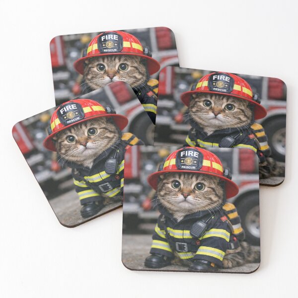 Item preview, Firefighter Cat Costume designed and sold by CyberCanvasCo.