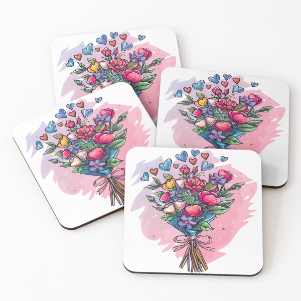 Item preview, Floral Bouquet Heart Saint Valentine's Day - Cute Kawaii Flower Love Art Print designed and sold by DesignArtist.ia.