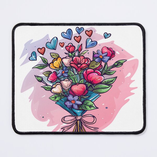 Item preview, Floral Bouquet Heart Saint Valentine's Day - Cute Kawaii Flower Love Art Print designed and sold by DesignArtist.ia.