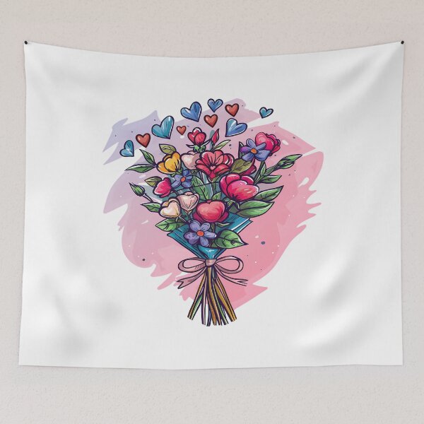 Item preview, Floral Bouquet Heart Saint Valentine's Day - Cute Kawaii Flower Love Art Print designed and sold by DesignArtist.ia.
