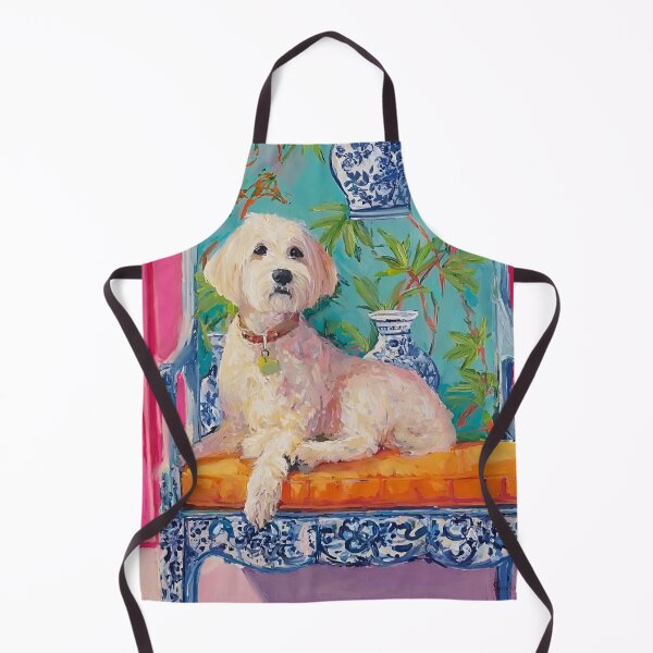 Item preview, Preppy Labradoodle in pink chinoiserie room designed and sold by SophieClimaArt.