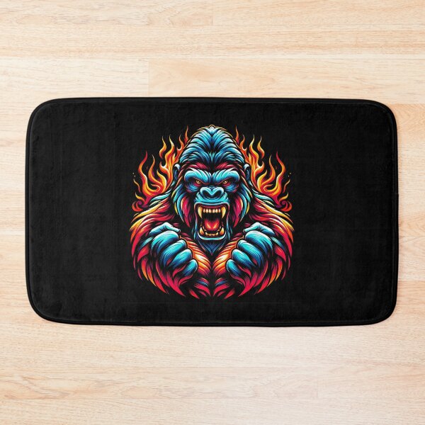 Item preview, A fierce, vibrant stylized gorilla illustration with fiery colors and an intense expression. designed and sold by beast-net.