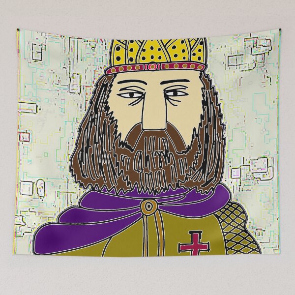 Item preview, "Medieval King Portrait with Crown and Crusader Emblem" designed and sold by nighttime1990.