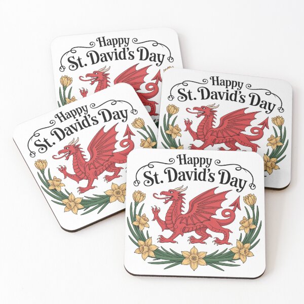 Item preview, Happy St. David's Day Traditional Welsh Red Dragon – Daffodil Wreath   designed and sold by Midnight Veil Designs.