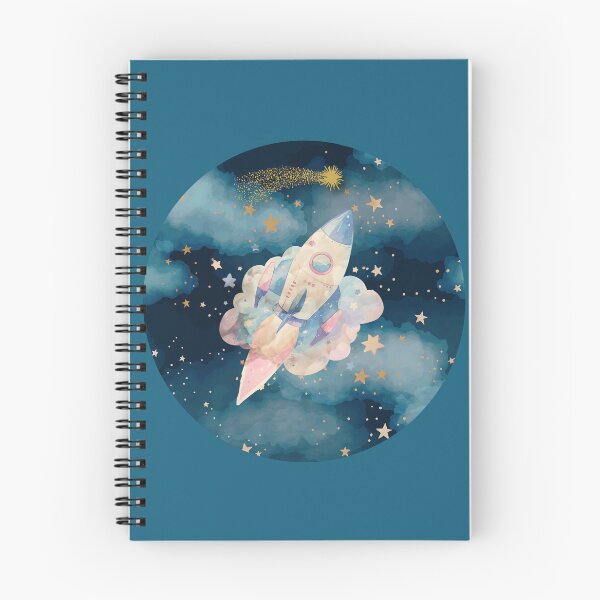 Item preview, Rocket Ship Celestial Watercolor Starry Sky Art designed and sold by 3DDesignSpot.
