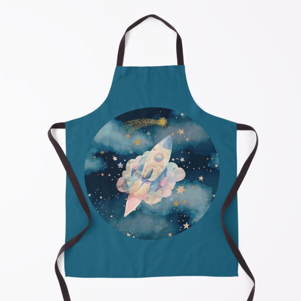 Item preview, Rocket Ship Celestial Watercolor Starry Sky Art designed and sold by 3DDesignSpot.