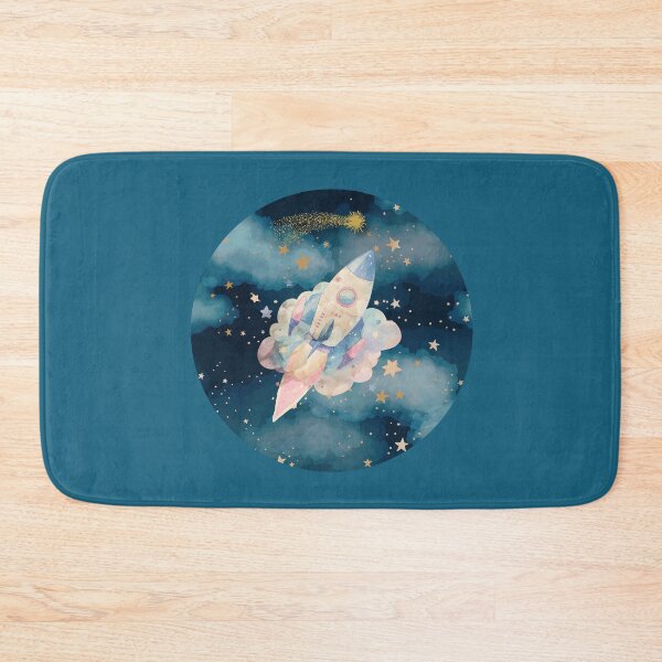 Item preview, Rocket Ship Celestial Watercolor Starry Sky Art designed and sold by 3DDesignSpot.