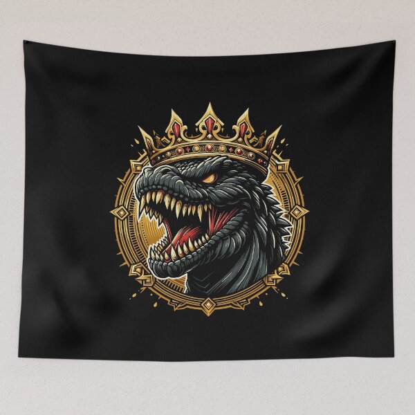 Item preview, A detailed illustration of a fierce dragon head adorned with a majestic crown. designed and sold by beast-net.