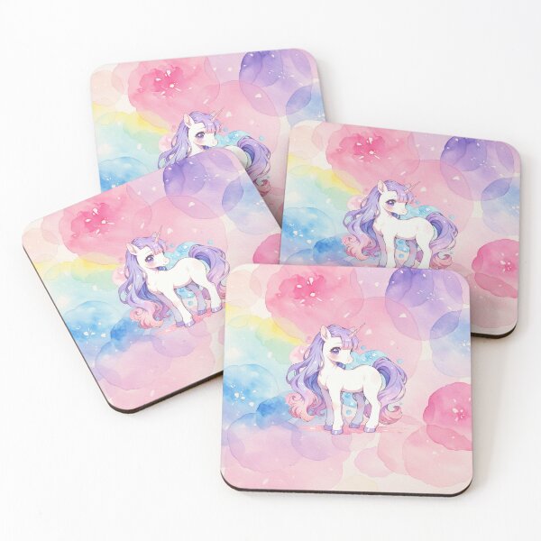 Item preview, Watercolor Kawaii Purple Mane Unicorn with Ethereal Floral Bloom Art designed and sold by Jagamusubi.