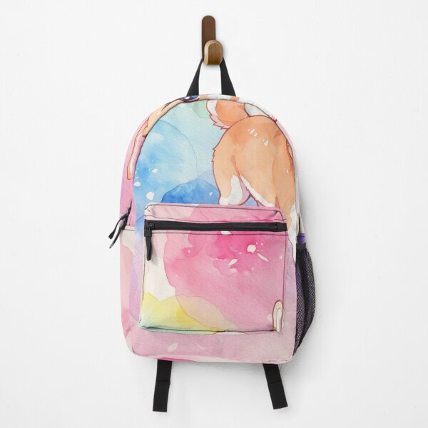 Item preview, Watercolor Joyful Corgi with Blue Eyes and Colorful Overlapping Blooms designed and sold by Jagamusubi.