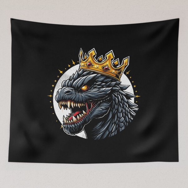 Item preview, A fierce dragon-like creature with a golden crown and intense eyes bursting with power. designed and sold by beast-net.