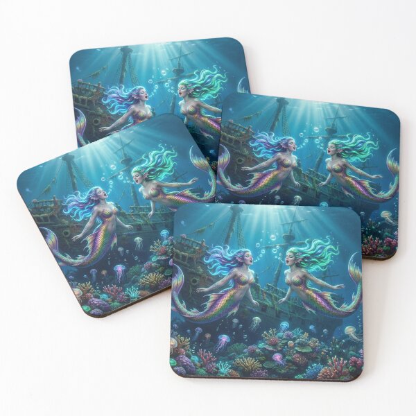 Item preview, Enchanted Deep Sea Sirens - Bioluminescent Mermaids & Shipwreck designed and sold by TheRichGallery.