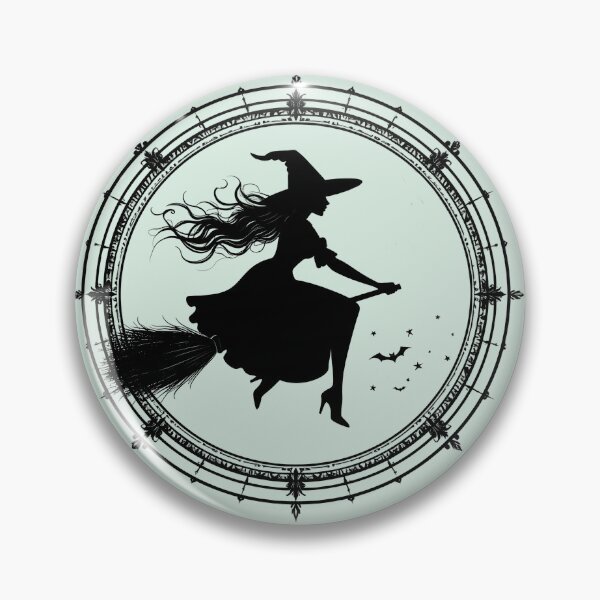 Item preview, Silent magic, witch on a broomstick in an ornamental circle designed and sold by LiskoDesign.