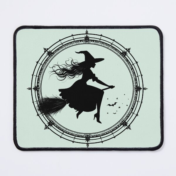 Item preview, Silent magic, witch on a broomstick in an ornamental circle designed and sold by LiskoDesign.