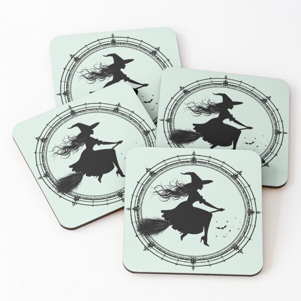 Item preview, Silent magic, witch on a broomstick in an ornamental circle designed and sold by LiskoDesign.