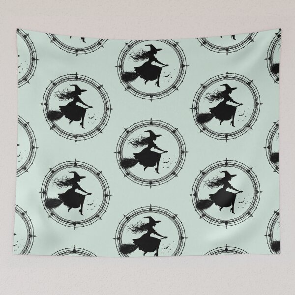 Item preview, Silent magic, witch on a broomstick in an ornamental circle designed and sold by LiskoDesign.