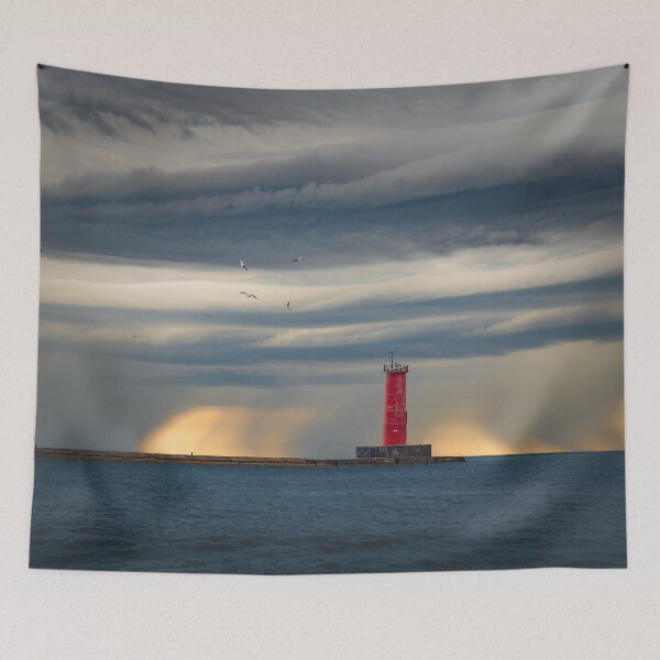 Item preview, Rain behind Sheboygan lighthouse designed and sold by TerraMediaLLC.