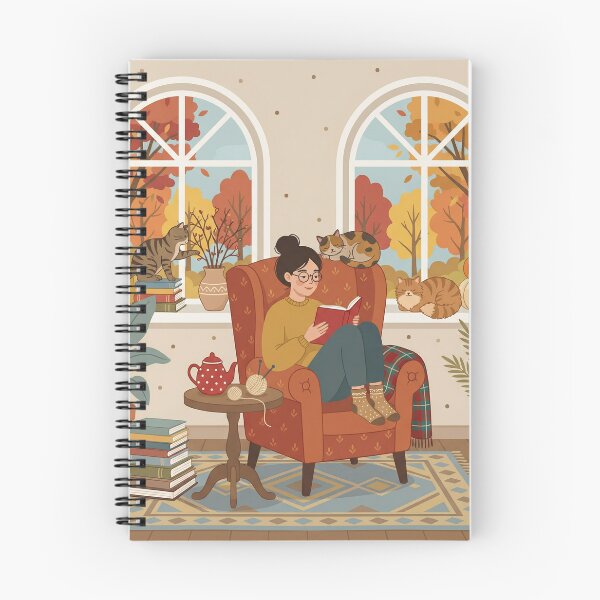 Item preview, Cozy Autumn Reading Nook with Cats designed and sold by AbstractAuraArt.