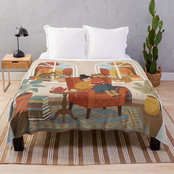 Item preview, Cozy Autumn Reading Nook with Cats designed and sold by AbstractAuraArt.
