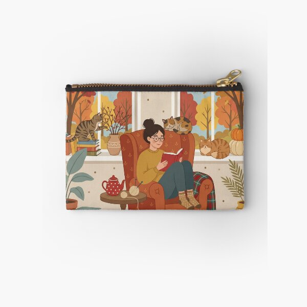Item preview, Cozy Autumn Reading Nook with Cats designed and sold by AbstractAuraArt.