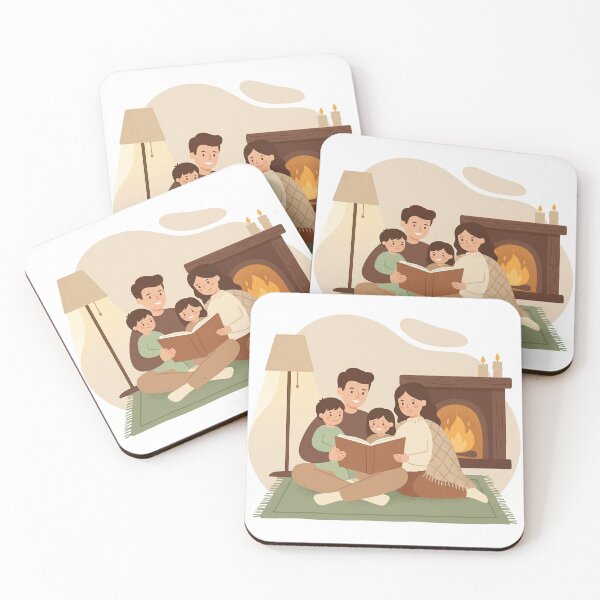 Item preview, Cozy Family Reading Night by the Fireplace designed and sold by AbstractAuraArt.