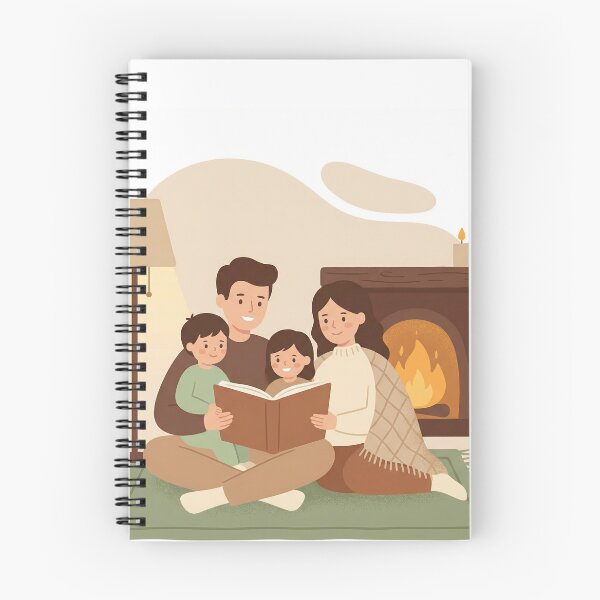 Item preview, Cozy Family Reading Night by the Fireplace designed and sold by AbstractAuraArt.