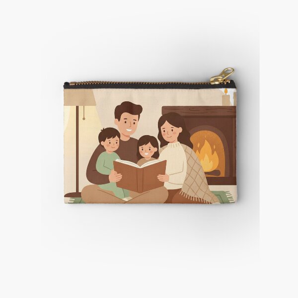 Item preview, Cozy Family Reading Night by the Fireplace designed and sold by AbstractAuraArt.