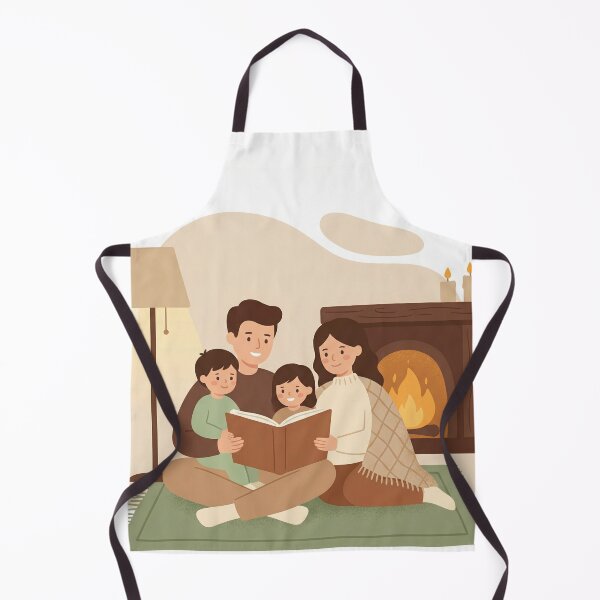 Item preview, Cozy Family Reading Night by the Fireplace designed and sold by AbstractAuraArt.