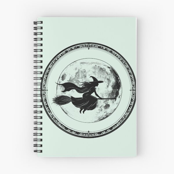Item preview, Silent magic, witch on a broomstick in an ornamental circle with a full moon designed and sold by LiskoDesign.
