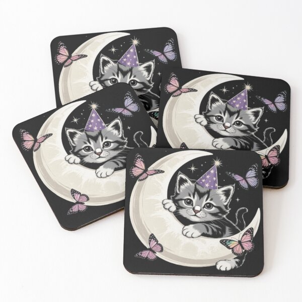 Item preview, Gray Birthday Cat and Moon  designed and sold by JediKittenWars.