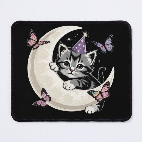 Item preview, Gray Birthday Cat and Moon  designed and sold by JediKittenWars.