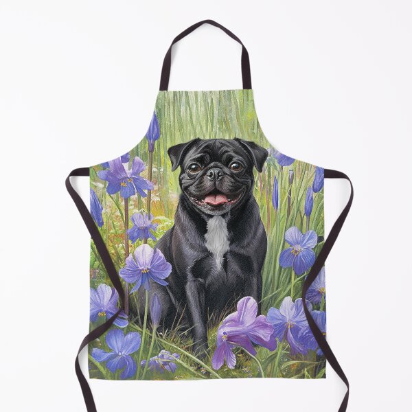 Item preview, Pug Black Dog in Purple Iris Garden Throw Blanket designed and sold by candiscamera.