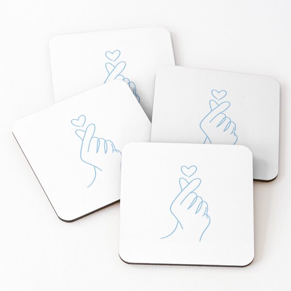 Item preview, Blue Korean Finger Heart Hand Sign - Minimalist Line Art K-Pop Love Gesture designed and sold by Greemo03.