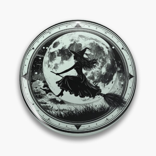 Item preview, Silent magic, witch on a broomstick under a full moon designed and sold by LiskoDesign.