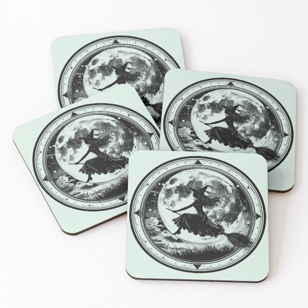 Item preview, Silent magic, witch on a broomstick under a full moon designed and sold by LiskoDesign.