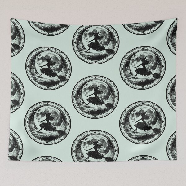 Item preview, Silent magic, witch on a broomstick under a full moon designed and sold by LiskoDesign.