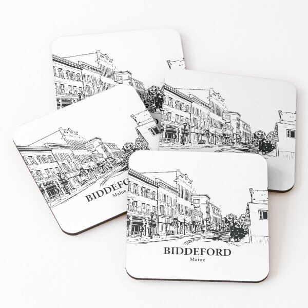 Item preview, Biddeford ME - Ink Cityscape Illustration designed and sold by Lakeric Cityscapes.