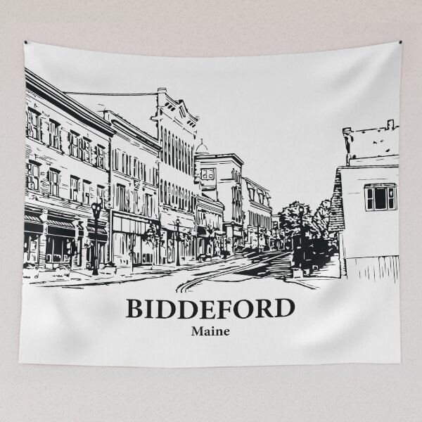 Item preview, Biddeford ME - Ink Cityscape Illustration designed and sold by Lakeric Cityscapes.