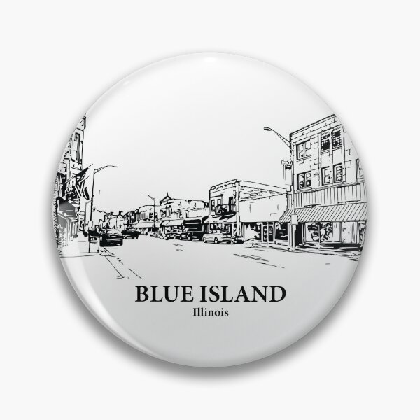 Item preview, Blue Island IL - Ink Cityscape Illustration designed and sold by Lakeric Cityscapes.