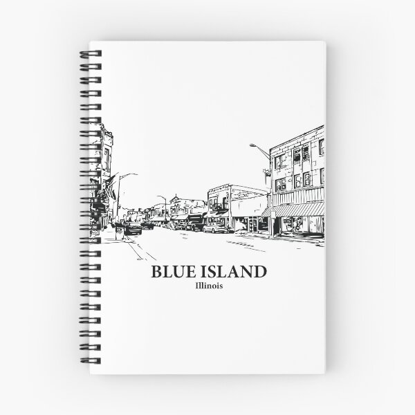 Item preview, Blue Island IL - Ink Cityscape Illustration designed and sold by Lakeric Cityscapes.