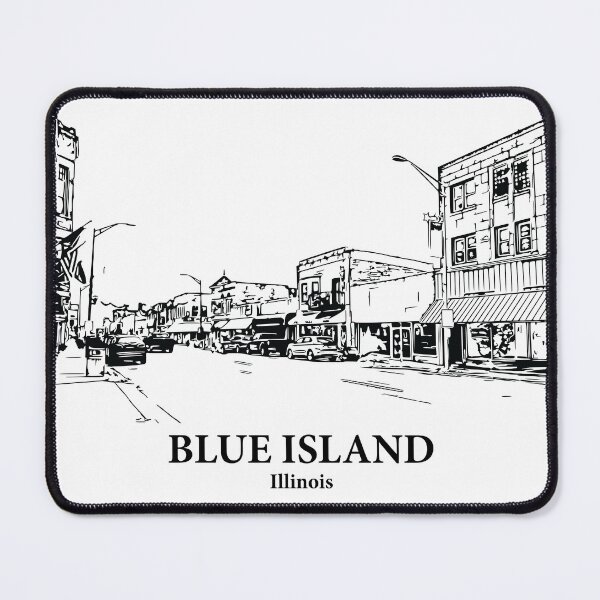 Item preview, Blue Island IL - Ink Cityscape Illustration designed and sold by Lakeric Cityscapes.