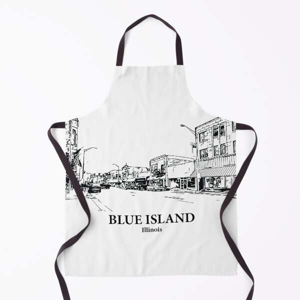 Item preview, Blue Island IL - Ink Cityscape Illustration designed and sold by Lakeric Cityscapes.